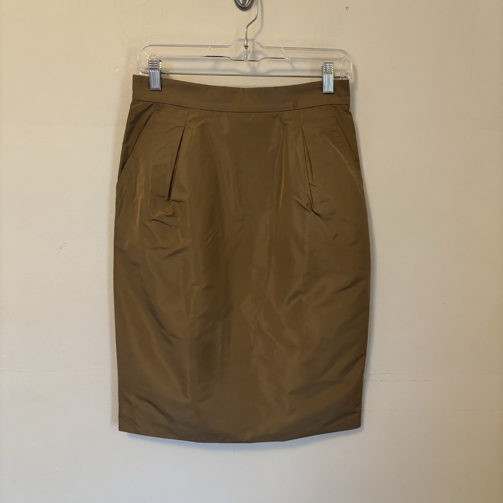 Dolce‎ & Gabbana Pencil Skirt Tan Satin 44 Quiet Luxury 44 Medium Made in Italy
